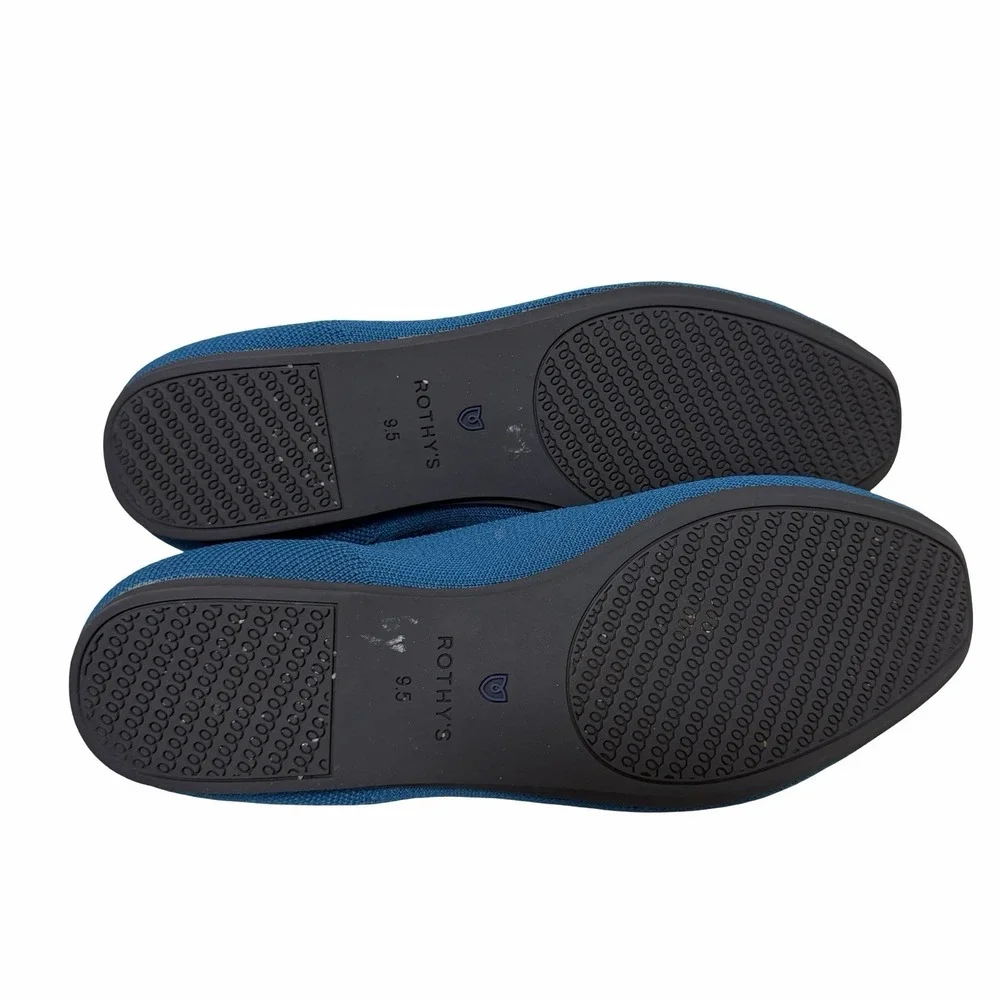 Rothys Womens Round Toe Knit Ballet Flats US 9.5 EU 40.5 Blue Machine‎ Washable